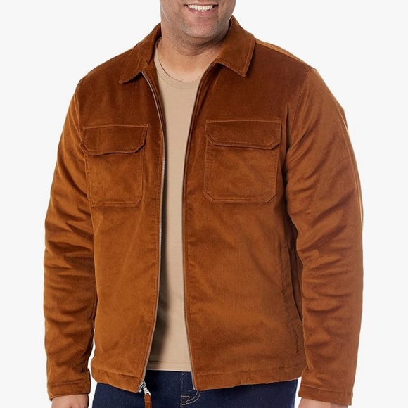 Amazon Essentials Brown Stretch Corduroy Pockets Jacket Unisex Men’s Size L NWT - Picture 3 of 11